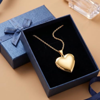 PHOCKSIN Personalized Locket Necklace for Women Photo Necklace with Customized Picture Birth Flower Birthstone Customizable Birthday Gifts - color: #19-Heart Gold Birthflower