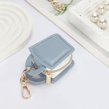 KUKUVR Travel Jewelry Ring Holder Box with Keychain (Blue) | Small Ring Earring Stud Necklace Storage Case, for Gym Sports - color: Blue