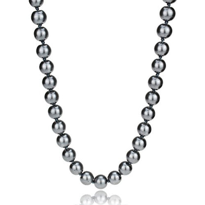 AAA+ Simulated Pearl Strand Necklace Colorful 10mm Pearls Choker Necklaces for Women 1920s Long Costume Jewelry Gift - color: long Grey 30 Inches
