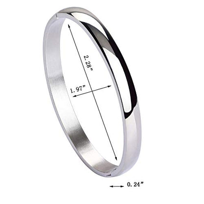 Stainless Steel Bracelet for Women High Polished Bracelet Grooved Cuff Bangle 7" - style: 6mm Wide