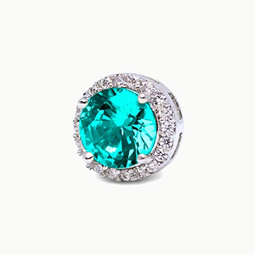 SWEETV Cubic Zirconia Stud Earrings, 8mm Round Cut, Rhinestone Hypoallergenic Earrings for Women & Girls | 9mm Round Cut Hypoallergenic 925 Sterling Silver Stud Earrings for Bridal Bridesmaid Prom Weddings Parties,Silver - color: 12.Cyan