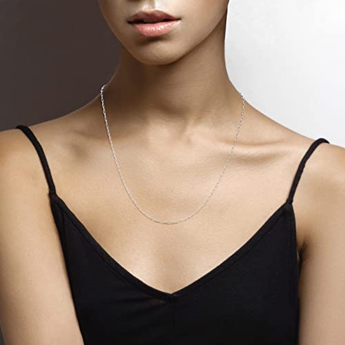 Miabella Italian Solid 925 Sterling Silver, 18Kt Gold Plated 2mm Paperclip Link Chain Necklace for Women, Made in Italy - size: Length 22 Inches, style: sterling silver