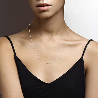 Miabella Italian Solid 925 Sterling Silver, 18Kt Gold Plated 2mm Paperclip Link Chain Necklace for Women, Made in Italy - size: Length 22 Inches, style: sterling silver