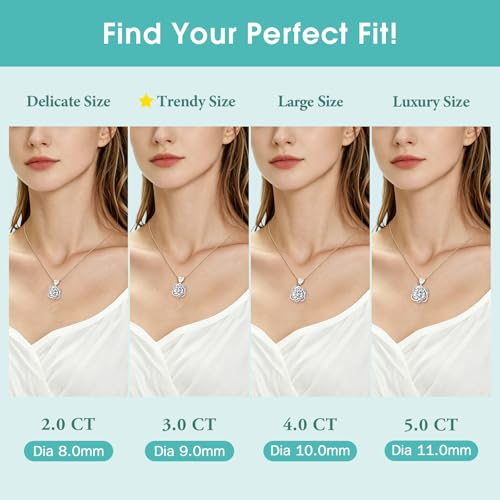Moissanite Heart Necklace for Women, 2-5 Carat Moissanite Heart Pendant Necklace, S925 Sterling Silver Gold Plated, Double Love Heart Design Pendant, Anniversary Birthday Valentines Mothers Day Gifts for Wife Mom Girlfriend - style: 2.0 Carats-White Gold