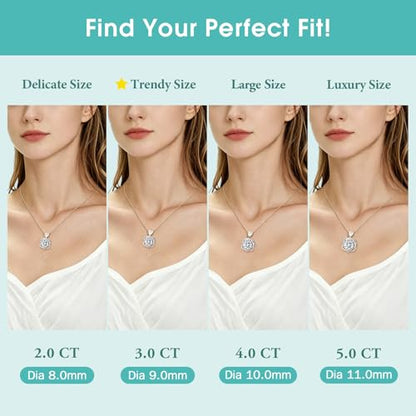 Moissanite Heart Necklace for Women, 2-5 Carat Moissanite Heart Pendant Necklace, S925 Sterling Silver Gold Plated, Double Love Heart Design Pendant, Anniversary Birthday Valentines Mothers Day Gifts for Wife Mom Girlfriend - style: 2.0 Carats-White Gold