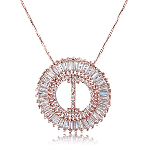 COTTVOTT A-Z Alphabet Pendant Necklaces Charms Women Initial Letter Chain Necklace 4 Colors - style: Rose Gold-I