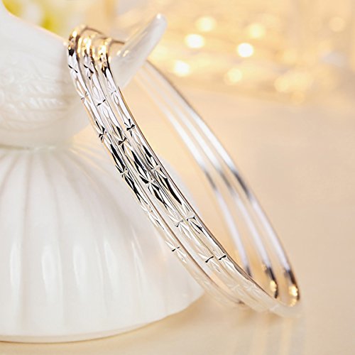 925 Sterling Silver Bangle Bracelet Bangles for Women/Girls | Bangle Bracelets for Women | 925 Sterling Silver Bracelets for Women | Dainty Bracelets - size: 7CM, style: Carved Bangle