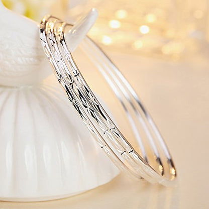 925 Sterling Silver Bangle Bracelet Bangles for Women/Girls | Bangle Bracelets for Women | 925 Sterling Silver Bracelets for Women | Dainty Bracelets - size: 7CM, style: Carved Bangle