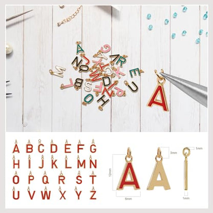18K Gold Filled A-Z Alphabet Letters Charms,26Pcs Initial A-Z Alphabet Charms,Bracelet Necklace Earrings Charms for DIY Jewelry Making - color: Red