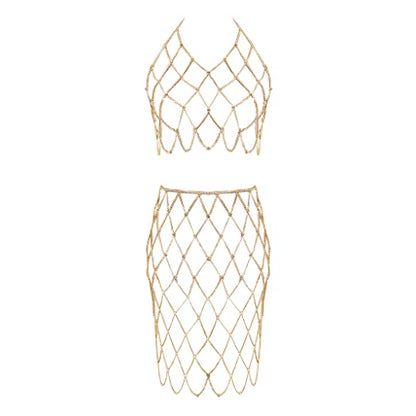 Women's Sexy Suit Body Chain - color: Gold Color-Bra Body Garment Chain Waist Chain Suit-6