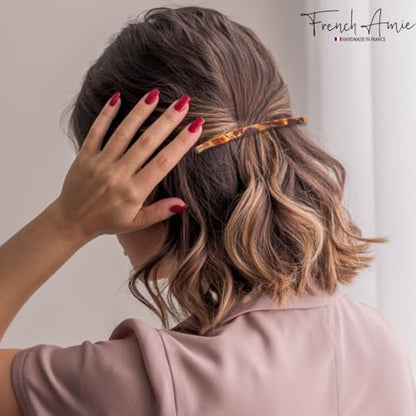 French Amie Long and Thin Caramel Large 4 Inch Hair Clip Barrette | Handmade Automatic Sleek For Women Girls Teens Adults Everyday Style - color: Caramel