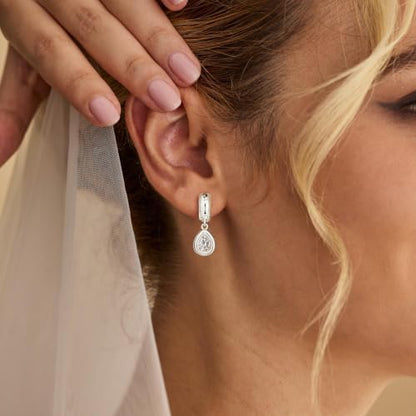 LLWOM Gold Dangle Earrings for Women-Trendy 14K Gold/Silver Plated Cubic Zirconia Huggie Hoop Earrings Teardrop Earrings Lightweight Hypoallergenic Statement Jewelry Gifts for Women - color: S-Teardrop Hoop
