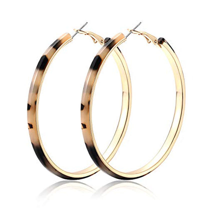Acrylic Earrings Lightweight Hoop Earrings Statement Resin Drop Dangle Stud Earrings Fashion Jewelry For Women - color: Leopard