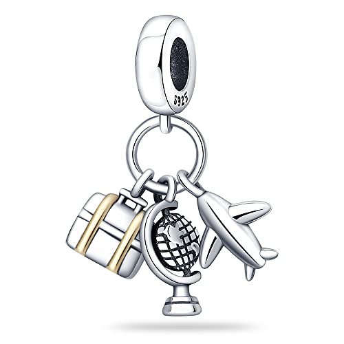 KUNSIR Charms Beads fits Pandora Charm bracelets for Woman 925 Sterling Silver Dangle Pendant Bead Jewelry Beads Gifts Happy Birthday Charms for Women Bracelet&Necklace - style: Air Travel Charm