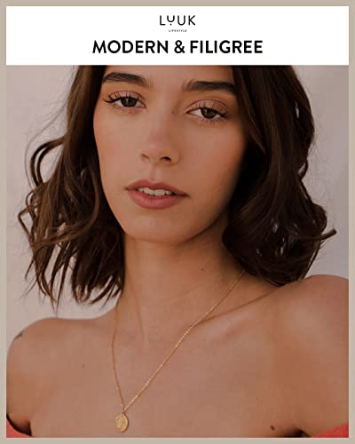LUUK LIFESTYLE Stainless steel necklace with pendant and HAPPINESS card, 20” adjustable length, lucky charm, friendship chain, Valentine's Day gift, birthday, women's jewelry, silver, gold, rosegold - color: Gold, size: Mountain