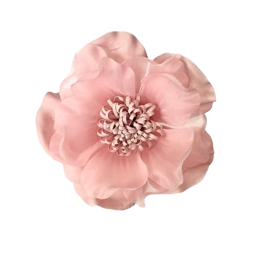 Elegant Large Cloth Flower Brooches Big Camellia Flower Pin for Women Dainty Cloth Fabric Rose Brooches Dress Skirt Scarf Hat Pins Clothing Decoration Accessories - color: Pink flower brooch