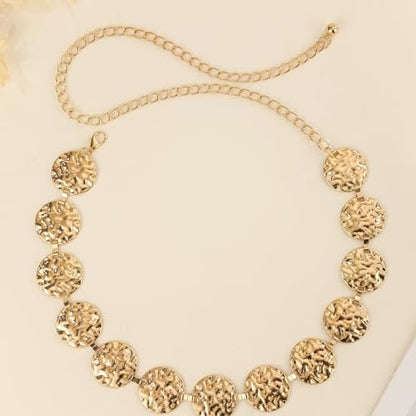 Eohak O-Ring Metal Waist Chain for Women Adjustable Metal Waist Belt Belly Link for Jeans Dress - color: Gold