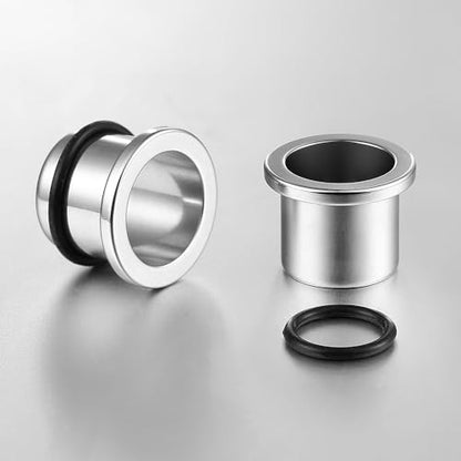 Casvort 22 PCS/16 PCS Hypoallergenic 18G-1'' Comfy Dead Stretching Plugs in 0.5mm Increments Saddle Plugs with Rubber Rings 316 Surgical Stainless Steel Crazy Ear Gauges Body Piercing Jewelry - color: Silver Tunnel 10.5-14mm 16PCS