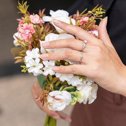 Center 1 CT Round Cut Floral Moissanite Wedding Rings Sets for Women Leaf and Vine Art Deco Engagement Ring Sets in S925 Sterling Silver 10K 14K 18K Gold with Text Engraving - color: Style B