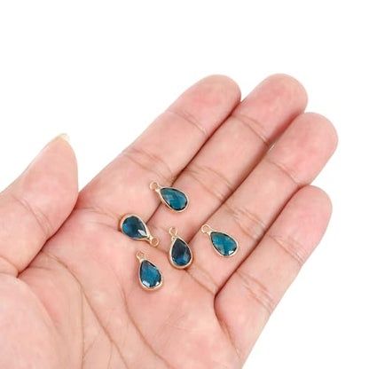 PATIKIL Birthstone Charm Beads Drop Pendant, Handmade Birthstone for Personalized Earrings Bracelet Necklace - color: Blue, size: 0.51" x 0.28"