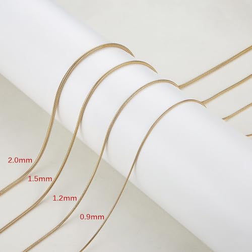 HZMAN Snake Chain Necklace for Men Women Thin Stainless Steel Chain Necklace Hip Hop Men's Choker Necklace 16"-30" Jewelry Gift - color: 0.9mm-Gold, size: 20.0In