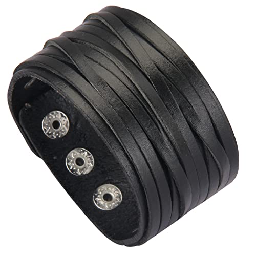 GelConnie Leather Cuff Bracelet Punk Braided Bracelets Rock Leather Wristbands Faux Mens Leather Bracelet Gothic Viking Bangle Adjustable Wrap Bracelet for Women,Men - color: Style LPB2221-1