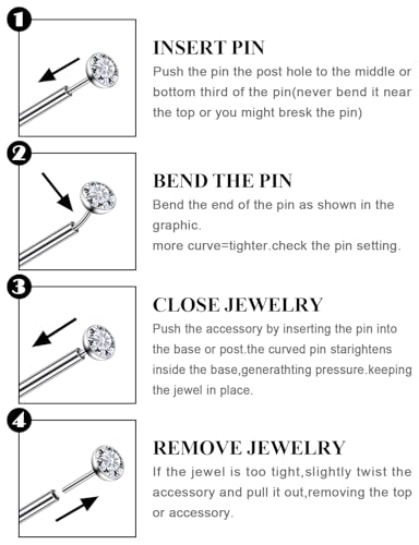 20G 18G 16G F136 Titanium Threadless Flat Back Earrings Nose Studs Tragus Forward Helix Conch Cartilage Lobe Earrings Medusa Labret Snake Bite Monroe Lip Ring Piercing Jewelry For Women Men - size: 20G-8MM Bar-CZ 3MM