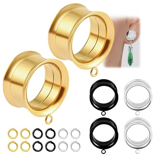 WBRWP 6pcs Ear Gauges Tunnels Plugs: DIY Ear Tunnles Piercing Expander Stainless Steel Double Flared Screw Gauges - color: 3 Color Set--Style 1