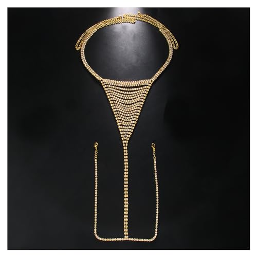 Rhinestone Waist Chain Thong Panties Crystal Chain Thong Panty Festival G String Hip Body Chain Jewelry for Women - color: Gold