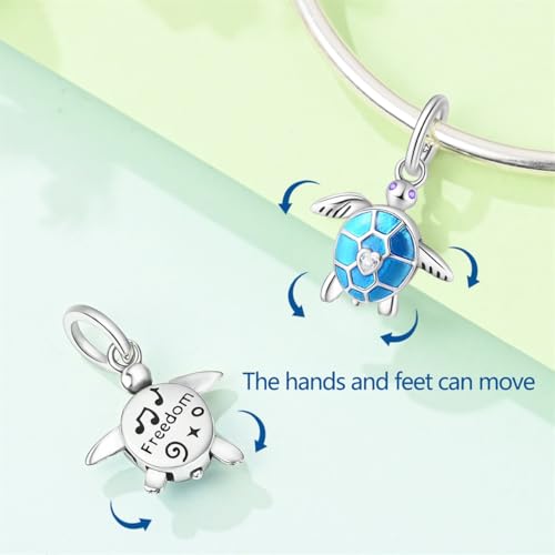 Birthday Fashion Heart Dangle Charm for Bracelets and Necklace Pendant Bead Charms Jewelry Present for Women Family Friends - style: Blue Sea Turtle