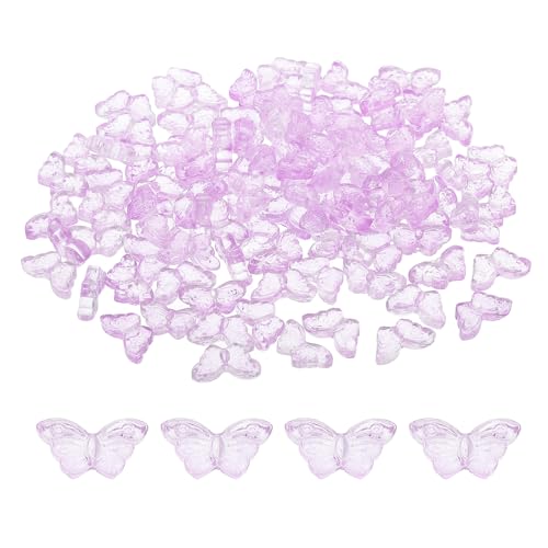 PATIKIL Butterfly Beads, 100Pcs Crystal Butterfly Beads Translucent Czech Glass Beads Spacer Bead for DIY Jewelry Making Bracelets Necklace - color: Crystal Purple