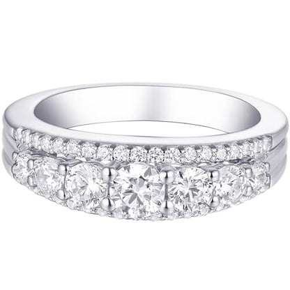 Newshe Jewellery Moissanite Wedding Bands for Women Eternity Ring 925 Sterling Silver Engagement Anniversary Stacking Size - color: Cubic Zirconia-Silver