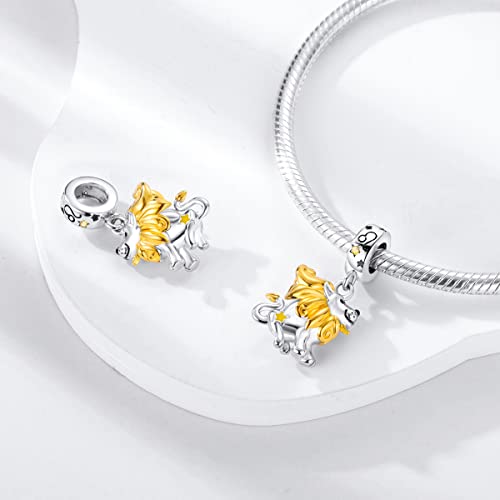 Zodiac Sign Charms for Bracelet Necklace 925 Sterling Silver Charms 12 Constellation/Horoscope Star Dangle Birthstone Beads, Birthday Jewelry Gifts for Women Men - color: Zodiac Leo(7.23～8.22)