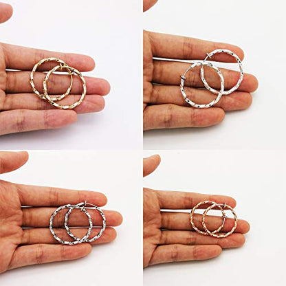 LAXPICOL Twisted Clip On Earrings 4PCS Different Color Gold Silver Black Rose 1.18IN .57IN .96IN .36IN Hoop Earrings Clip On Earrings for Women No Piercing - color: 1.18in