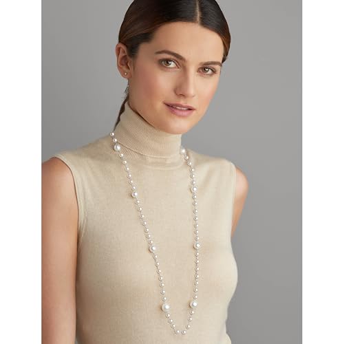 Long Pearl Necklaces for Women Cream White Faux Pearl Strand Layered Necklace Costume Jewelry - color: Pearls&Seed Beads