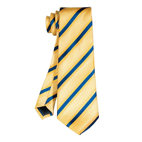 5PCS Mens Silk Tie, Pocket Square, Cufflinks, Drilled Tie Ring and Lapel Pin Set for Wedding Groom Party - color: Gold Tie Set -300+7