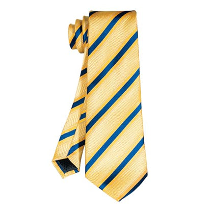5PCS Mens Silk Tie, Pocket Square, Cufflinks, Drilled Tie Ring and Lapel Pin Set for Wedding Groom Party - color: Gold Tie Set -300+7