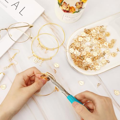 SANNIX Letter Charms, 156Pcs/6 Sets Alphabet ABC Letter Charms 3 Styles | Capital A-Z Charms, DIY Bracelet Necklace Pendants, with 200Pcs Open Jump Rings for Jewelry Making, KC Gold - color: KC Gold