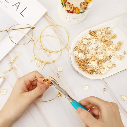 SANNIX Letter Charms, 156Pcs/6 Sets Alphabet ABC Letter Charms 3 Styles | Capital A-Z Charms, DIY Bracelet Necklace Pendants, with 200Pcs Open Jump Rings for Jewelry Making, KC Gold - color: KC Gold