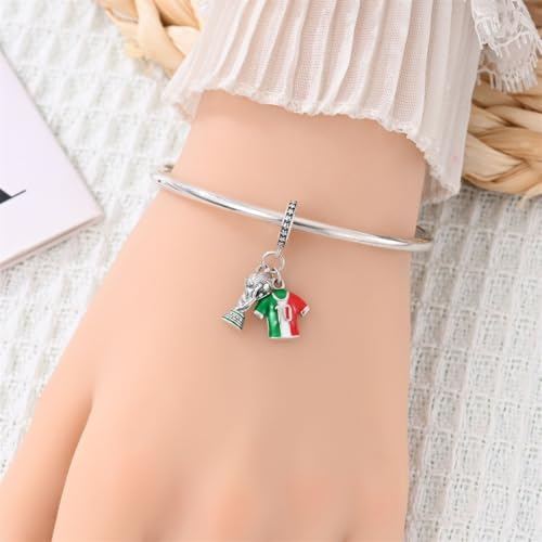 LIGHTDOG 925 Sterling Silve Charms fits Pandora Bracelets Necklace,5A Zircon Dangle Pendant Bead,Mother's Day Gift Jewelry Beads for Women - style: Soccer Champion Charm