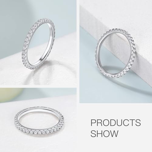 14K Gold Plated Stackable Ring - Timeless Eternity Bands Adorned with Genuine CZ Simulated Diamonds, Ideal for Women Who Cherish Glamour and Adaptable Style - color: Silver