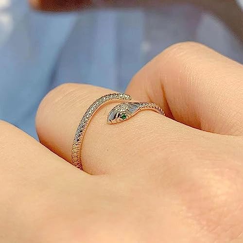 Gothic Silver Snake Ring Set - Open, Adjustable, Stacking Midi Index Finger Rings for Women and Girls (2 Pcs) - style: style-2