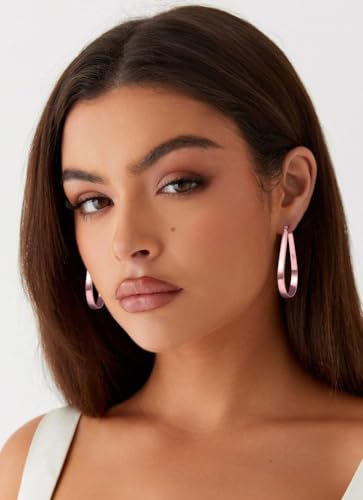 Sterling Silver Hoop Earrings for Women Large Oval Hoop Earrings Lightweight Big Gold Hoops Earrings Hypoallergenic 14K Gold Plated Hoops Earrings Non Tarnish Jewelry Gifts 20/30/40mm - color: Rose Gold-30*50mm