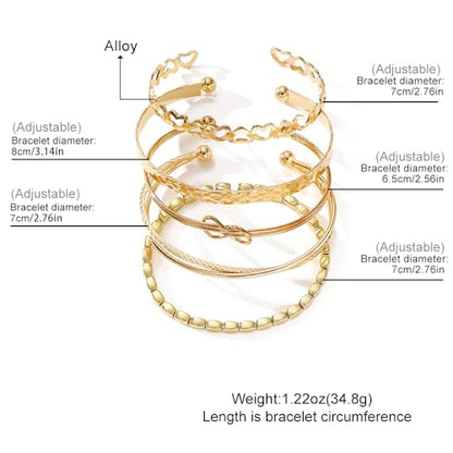 Golden Bangle Bracelets Set for Women, 14k Gold-Plated Multi Layer Stackable Cuff Bracelets, Personalized Boho Non Tarnish Adjustable Bangle Jewelry Gift for Her - color: 6PCS limitless