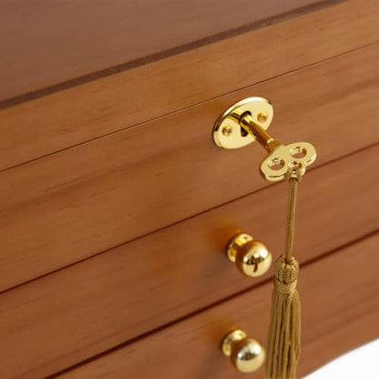 FEECOZ Wooden Jewelry Box Organizer with 2 Drawers, Lock and Key, Multiple Compartments for Rings, Necklaces, Bracelets, Jewelry Boxes for Women