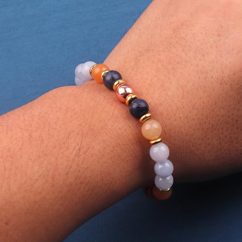 KSQS Healing Stone Bead Bracelet for Women, Natural Gemstones Balance Protection Bracelet, Spiritual Crystal Beads Bracelet Anxiety Relief with Meaning Card - color: Breathe