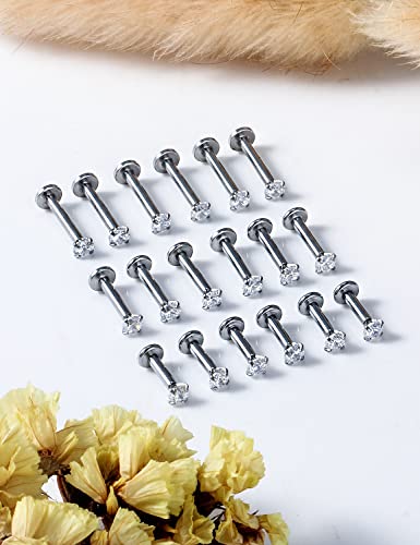 14G Lip Rings Stainless Steel Tragus Helix Conch Piercing Jewelry Snake Bite Piercing Monroe Lip Rings Labret Medusa Cartilage Lobe Earrings Studs Piercing Jewelry 6MM 8MM 10MM Silver 18PCS - color: 14G-3MM