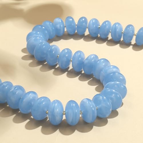Elegance 11 designs Colorful Chunky Beaded Necklace for Women,Thick Acrylic Disc Bead Choker Statement Necklace Cute Trendy Necklaces Jewelry Gifts for Women - color: Azure