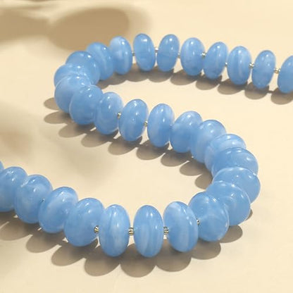 Elegance 11 designs Colorful Chunky Beaded Necklace for Women,Thick Acrylic Disc Bead Choker Statement Necklace Cute Trendy Necklaces Jewelry Gifts for Women - color: Azure