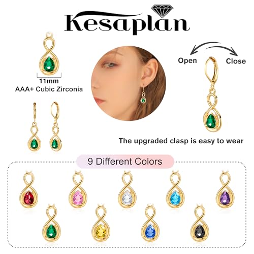 Multicolor Crystal Dangle Studs Earrings Set for Women 925 Silver Hypoallergenic Dangle Earrings Leverback Drop Earring Fashion Cubic Zirconia Leverback Stud Earring Sets Trendy Cubic Zirconia Jewelry Gifts for Women - style: 12-2G